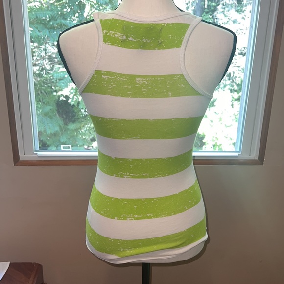 FOX Girls lime green and white striped racerback tank with patch size XS! - Picture 5 of 8